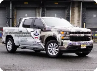 Image of a wrapped Ford F-150 from Veteran Wood Company